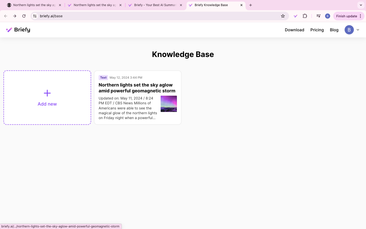 📣 Briefy 2.0.0: Knowledge Base, summary sharing, and more!