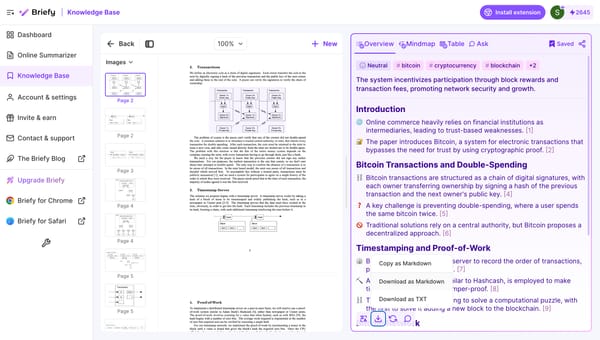 📣 Briefy Web 1.4: PDF sidebar, expanded export options, ratio adjustment, and more!